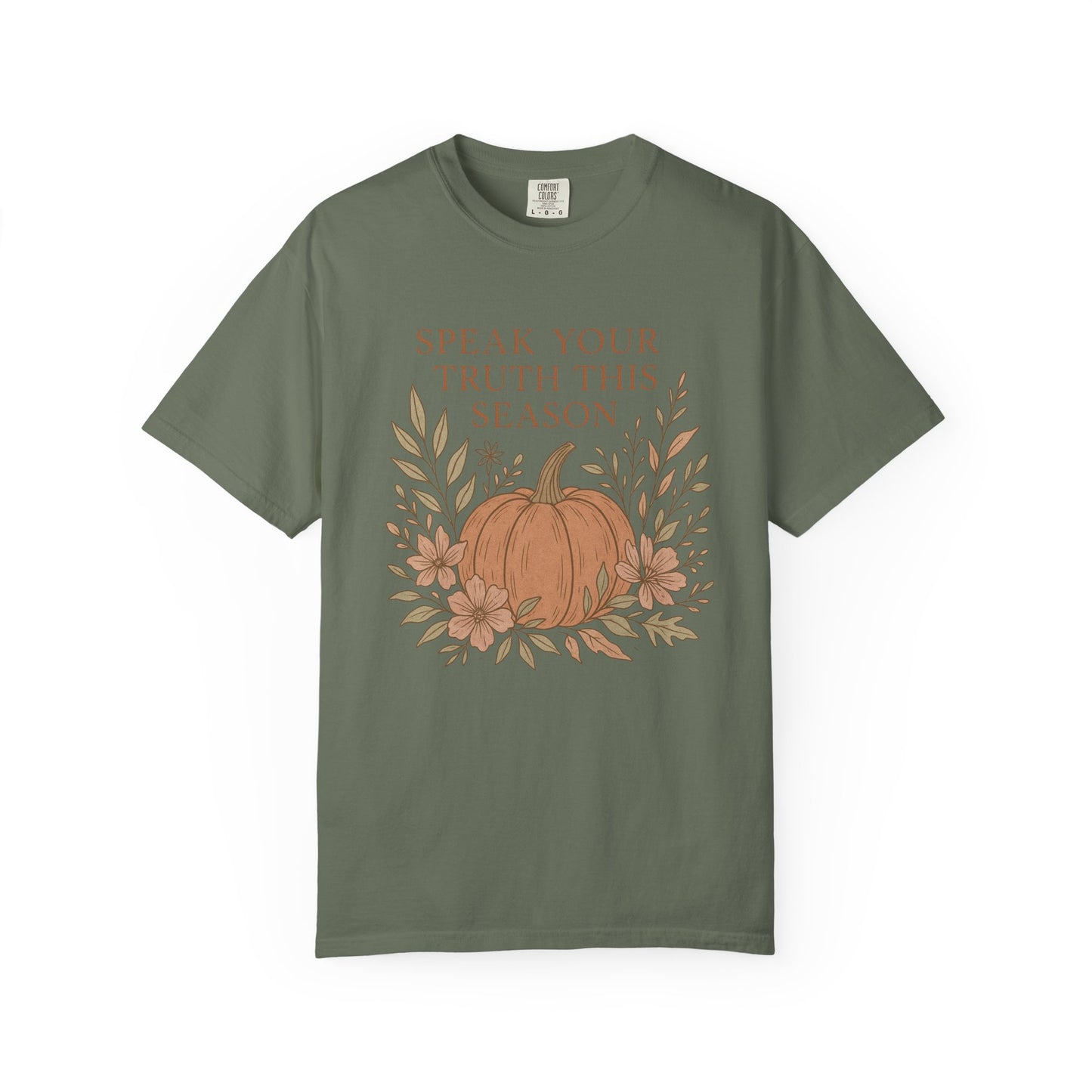 Boho Fall Pumpkin Graphic Tee – Speak Your Truth This Season Shirt – Autumn Comfort Colors 1717 Tee