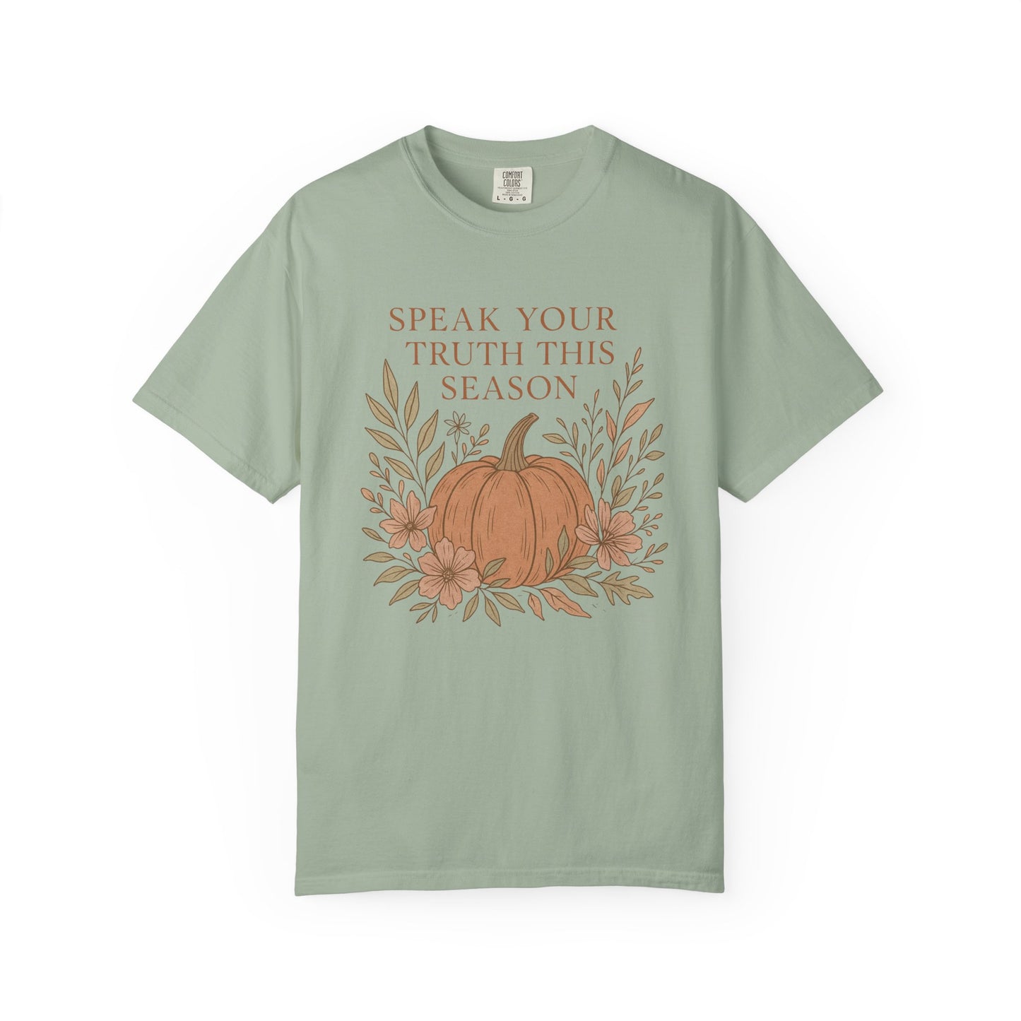 Boho Fall Pumpkin Graphic Tee – Speak Your Truth This Season Shirt – Autumn Comfort Colors 1717 Tee