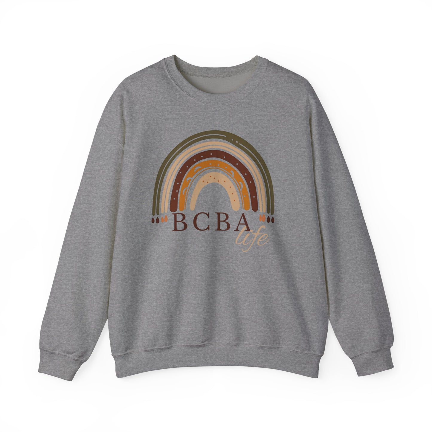 Boho Rainbow BCBA Sweatshirt – Minimalist Behavior Analyst Crewneck, Therapist Pride Gift