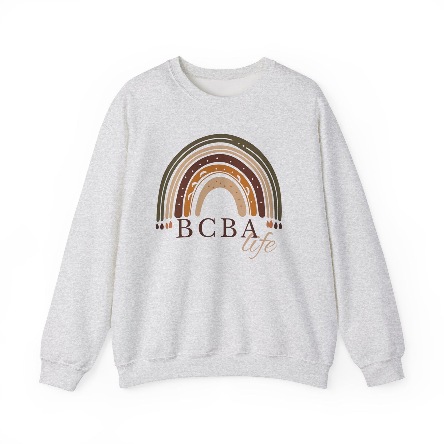 Boho Rainbow BCBA Sweatshirt – Minimalist Behavior Analyst Crewneck, Therapist Pride Gift