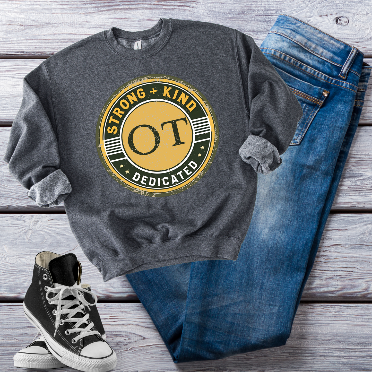 Boho OT Sweatshirt – Strong + Kind Minimalist Occupational Therapist Crewneck, Therapy Gift