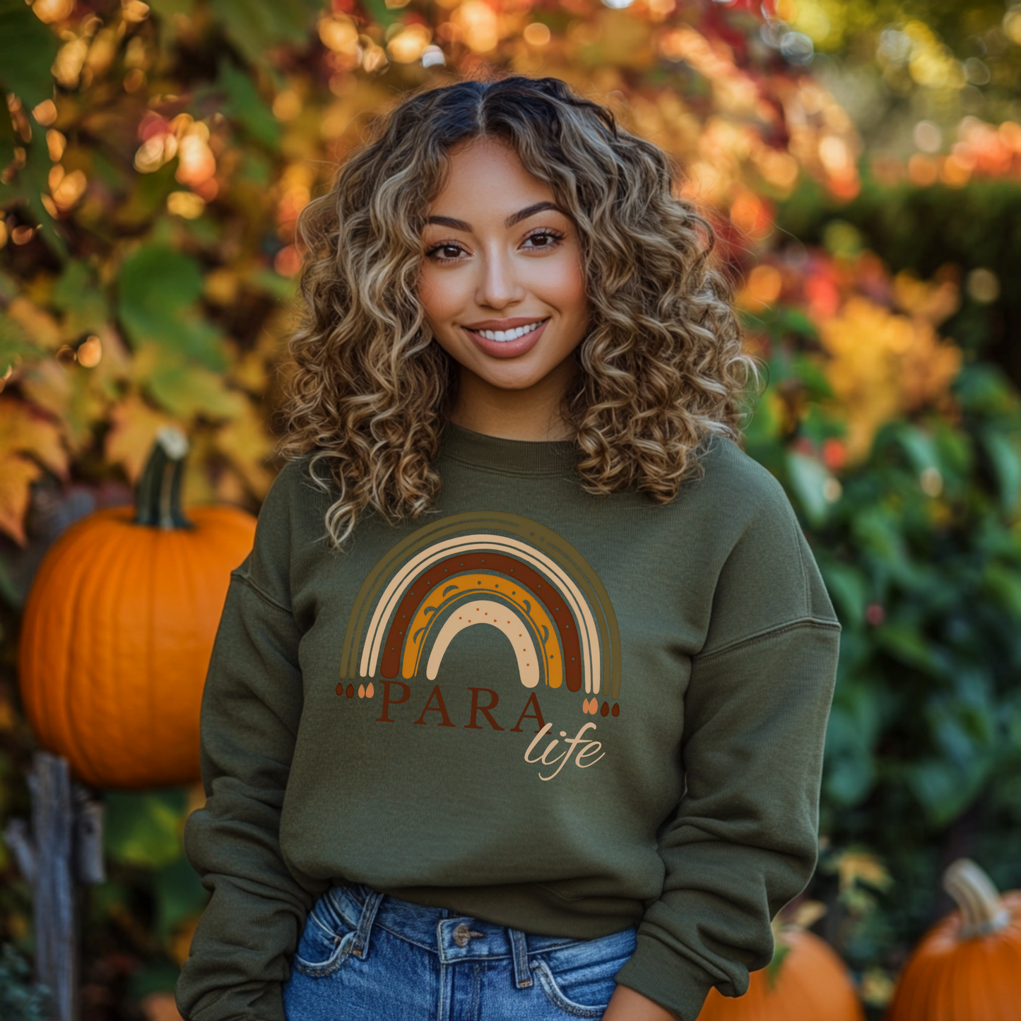 Boho Rainbow Para Educator Sweatshirt – Minimalist Paraprofessional Crewneck, Teacher Appreciation Gift