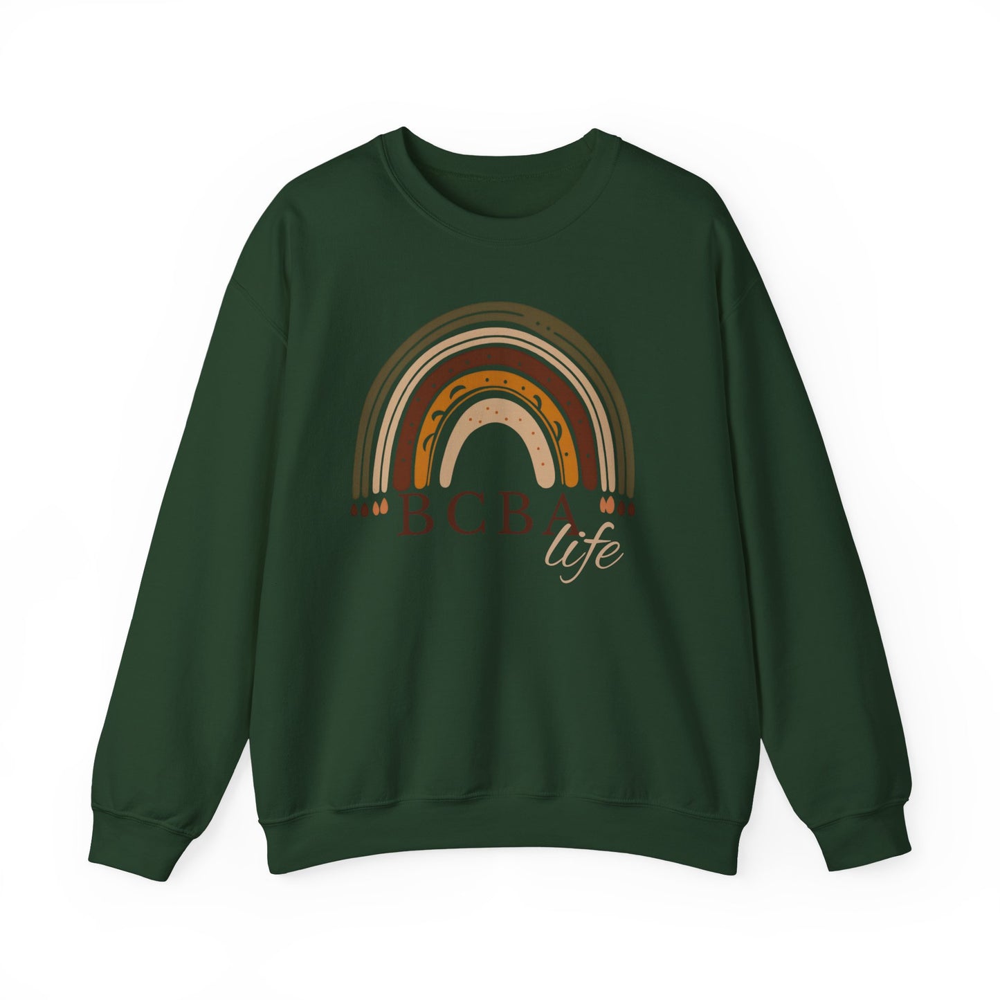 Boho Rainbow BCBA Sweatshirt – Minimalist Behavior Analyst Crewneck, Therapist Pride Gift
