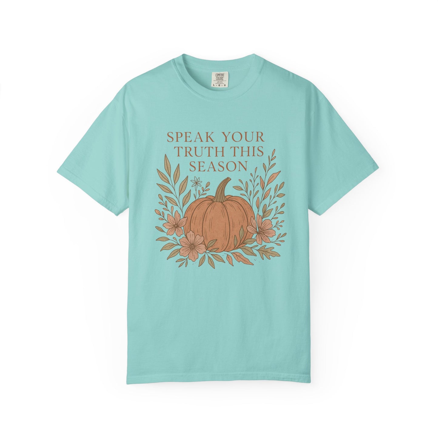 Boho Fall Pumpkin Graphic Tee – Speak Your Truth This Season Shirt – Autumn Comfort Colors 1717 Tee