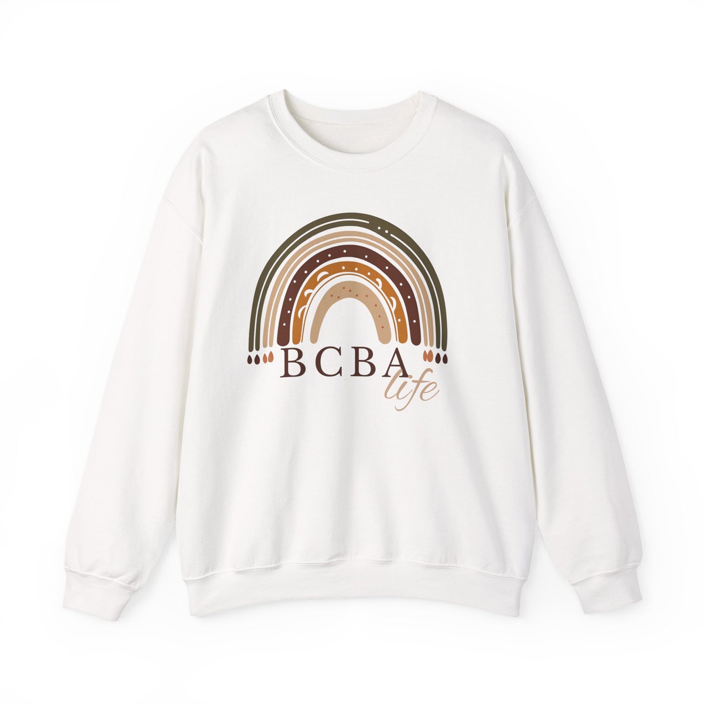 Boho Rainbow BCBA Sweatshirt – Minimalist Behavior Analyst Crewneck, Therapist Pride Gift