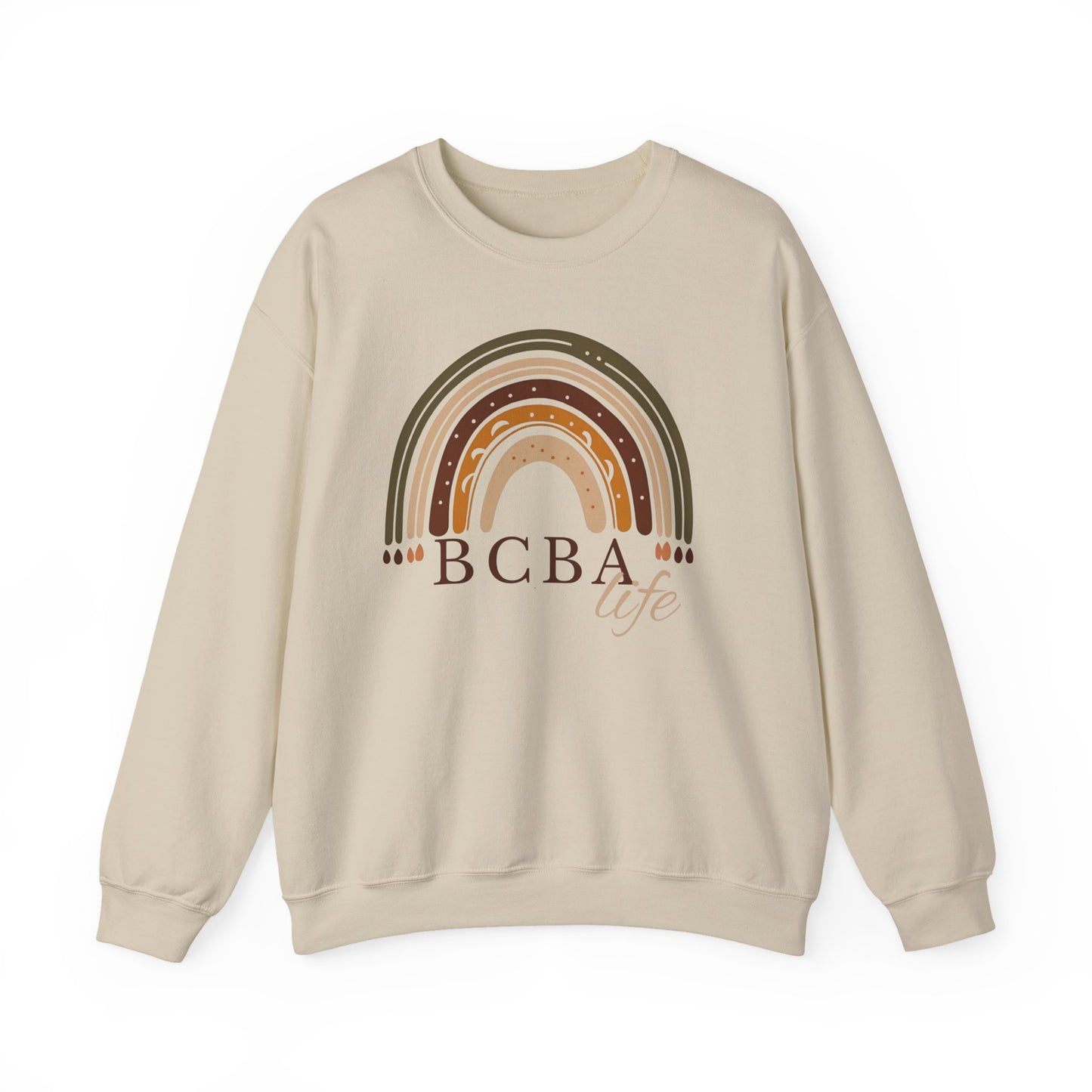 Boho Rainbow BCBA Sweatshirt – Minimalist Behavior Analyst Crewneck, Therapist Pride Gift