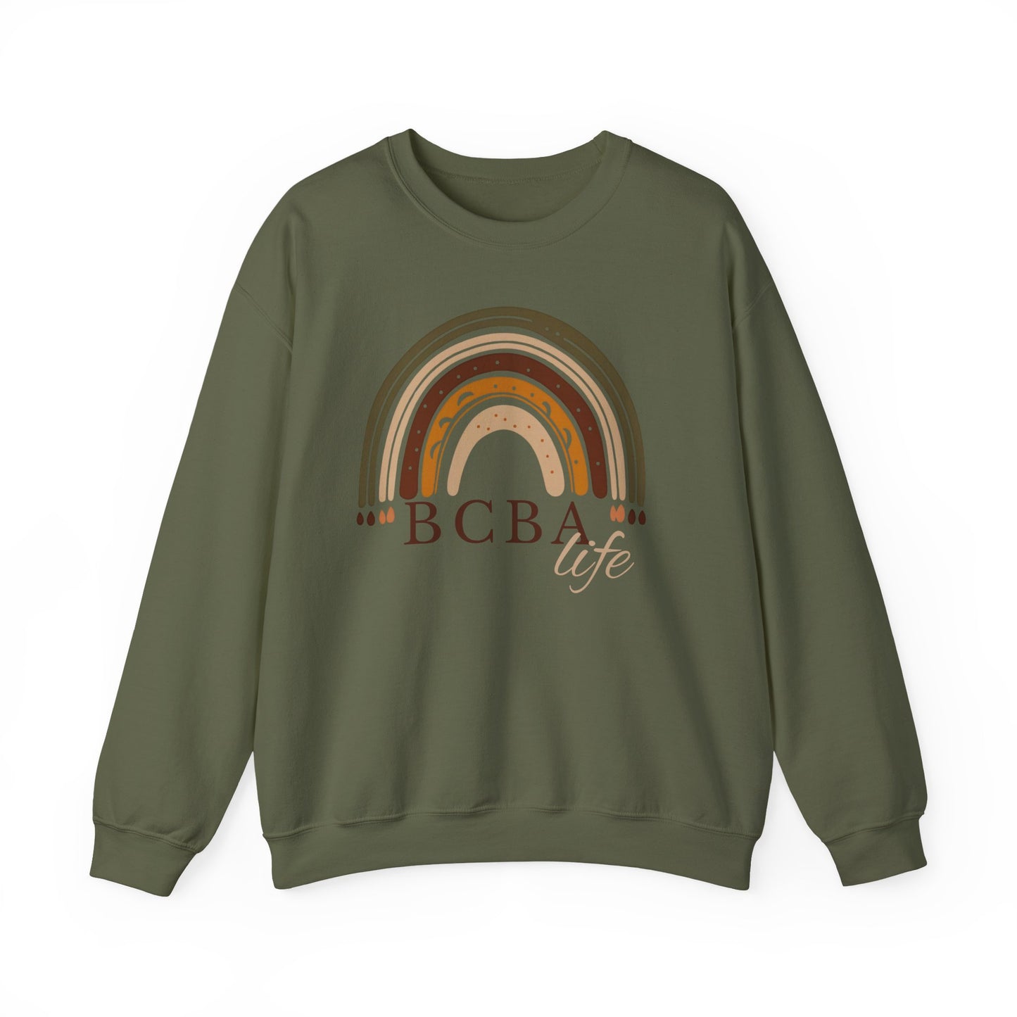 Boho Rainbow BCBA Sweatshirt – Minimalist Behavior Analyst Crewneck, Therapist Pride Gift