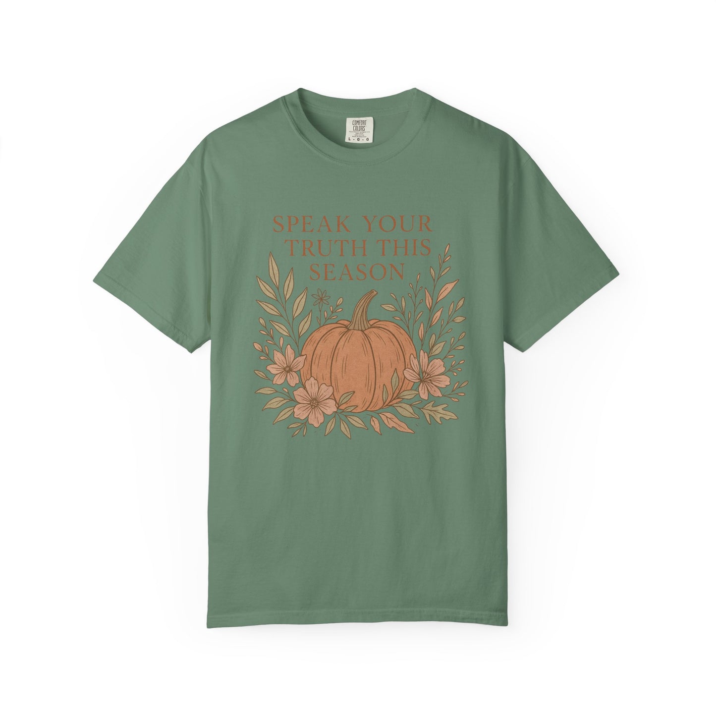 Boho Fall Pumpkin Graphic Tee – Speak Your Truth This Season Shirt – Autumn Comfort Colors 1717 Tee