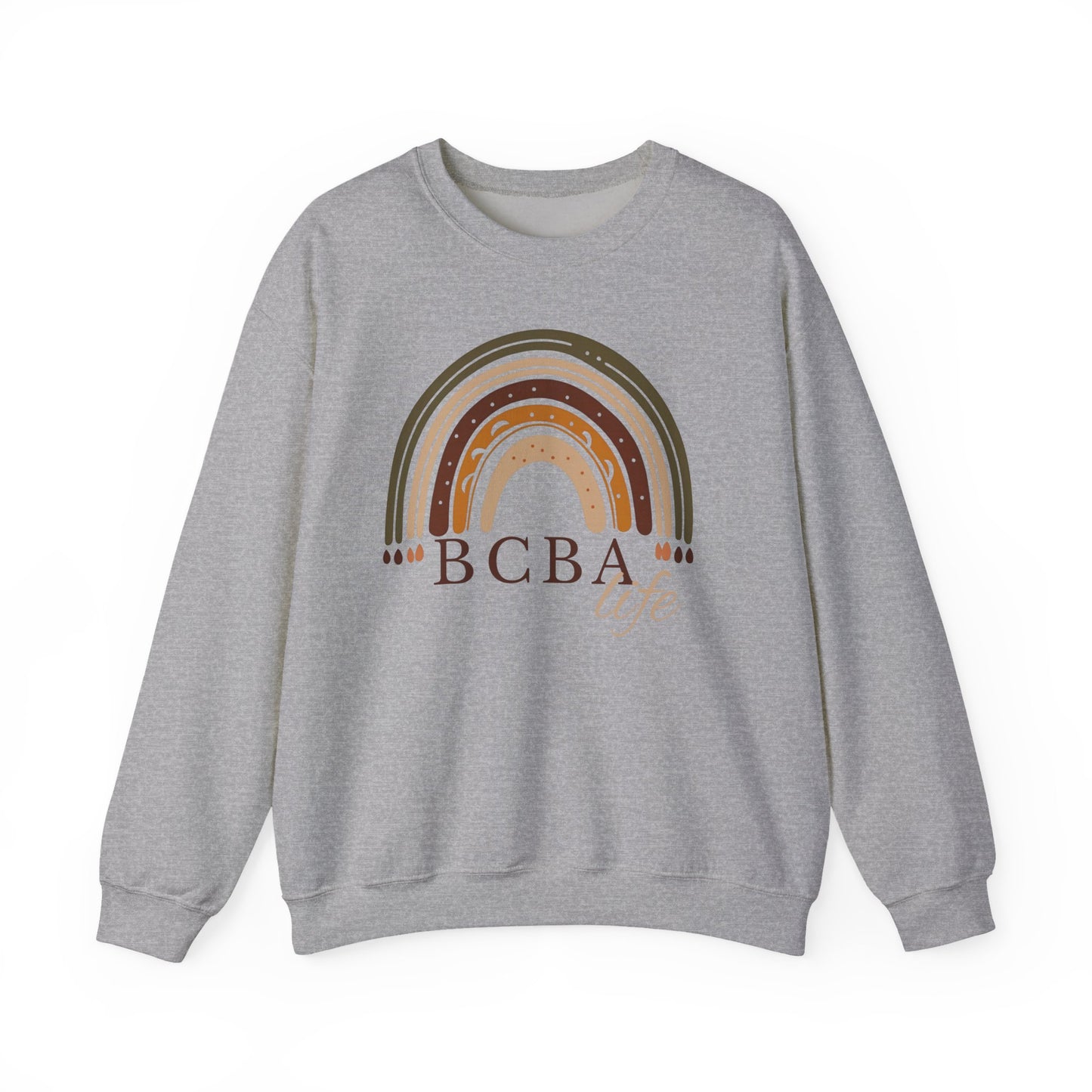 Boho Rainbow BCBA Sweatshirt – Minimalist Behavior Analyst Crewneck, Therapist Pride Gift
