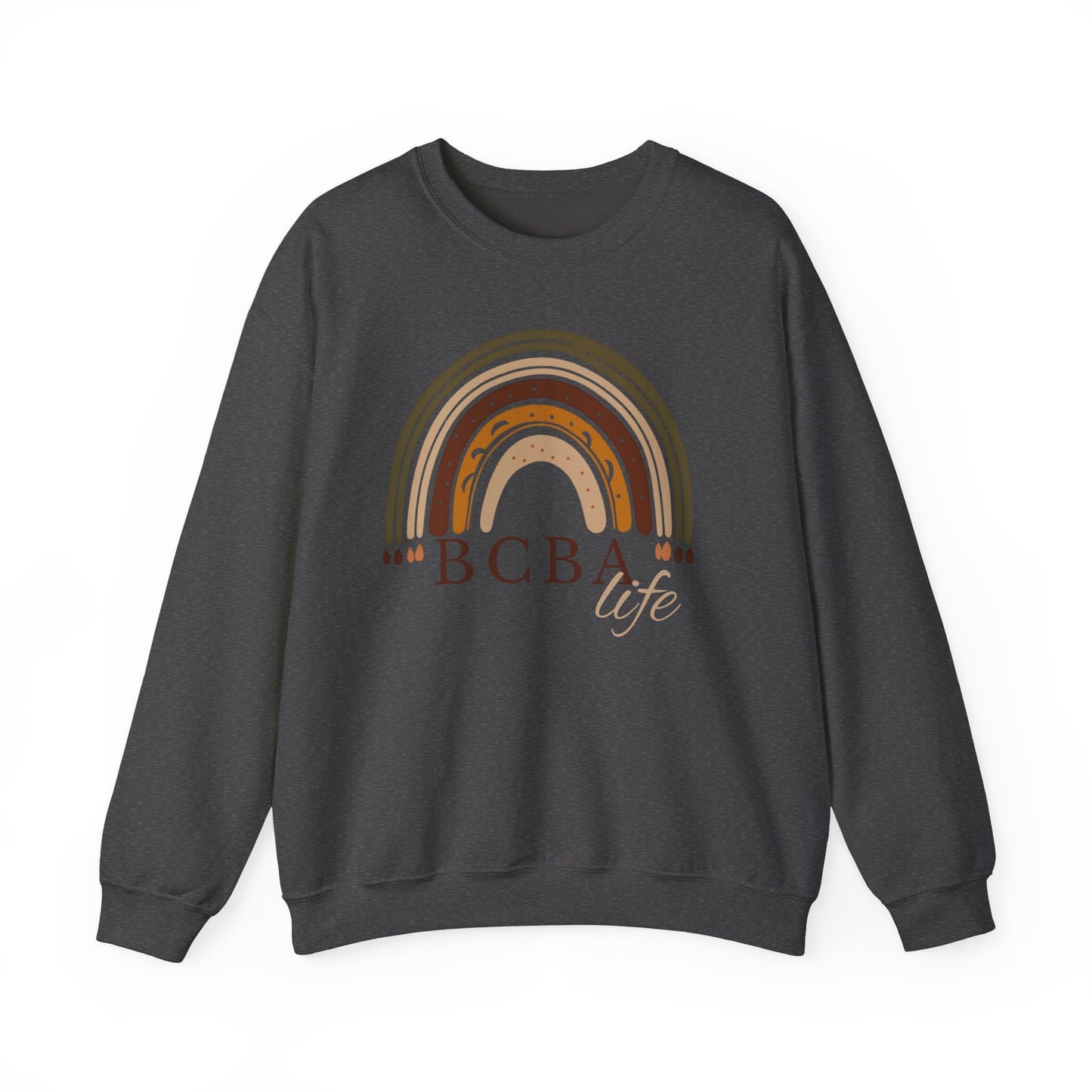 Boho Rainbow BCBA Sweatshirt – Minimalist Behavior Analyst Crewneck, Therapist Pride Gift