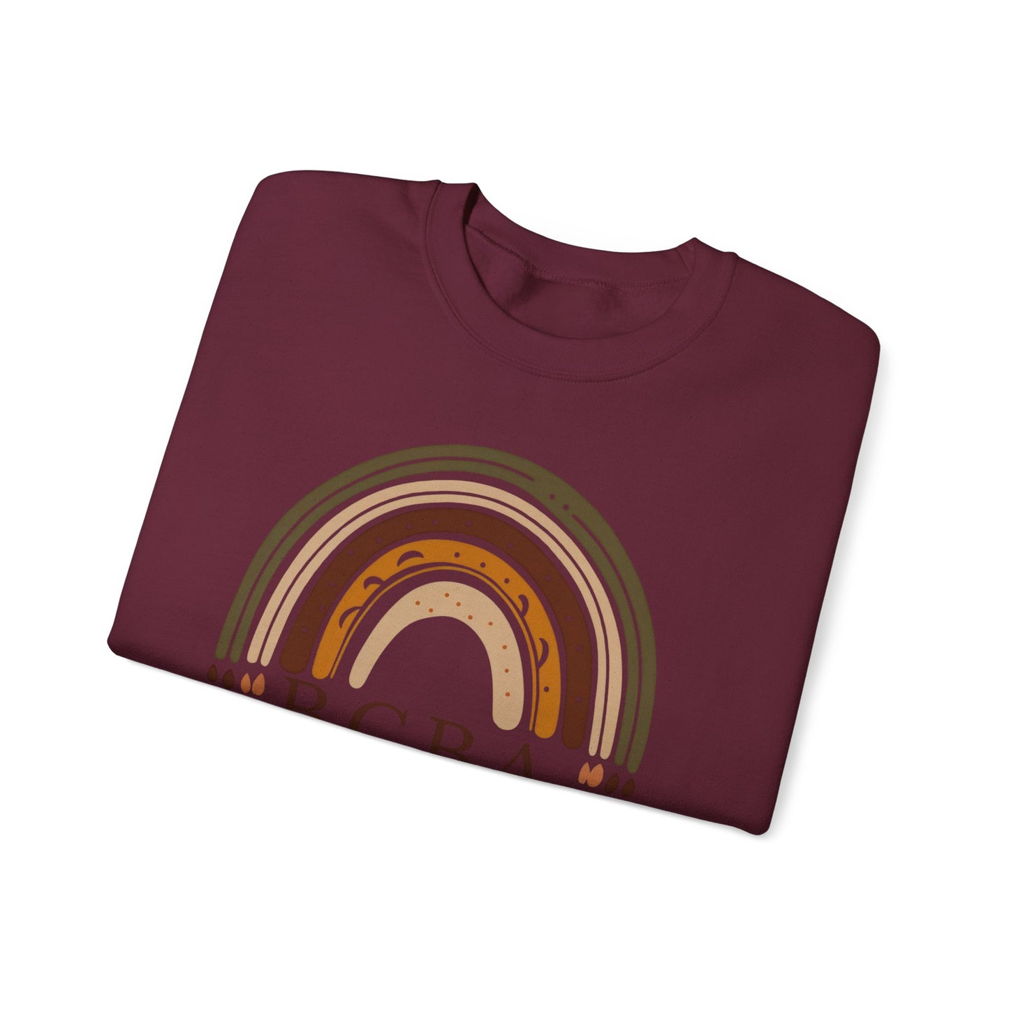 Boho Rainbow BCBA Sweatshirt – Minimalist Behavior Analyst Crewneck, Therapist Pride Gift