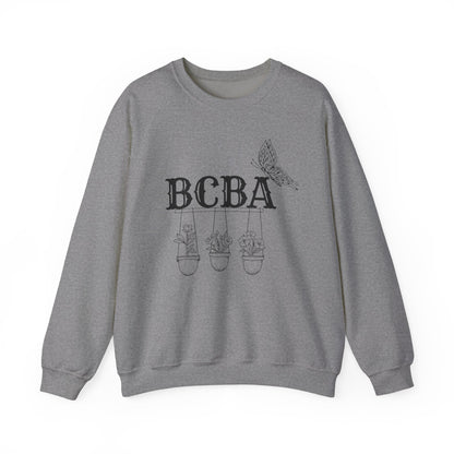 Minimalist BCBA Sweatshirt – Boho Behavior Analyst Crewneck, Therapist Pride Gift, Gildan 18000