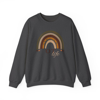 Boho Rainbow OT Sweatshirt – Minimalist Occupational Therapist Crewneck, Therapy Gift