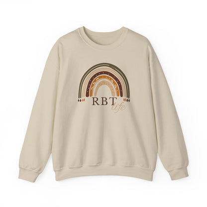 Boho Rainbow RBT Sweatshirt – Minimalist Registered Behavior Technician Crewneck, ABA Therapist Gift