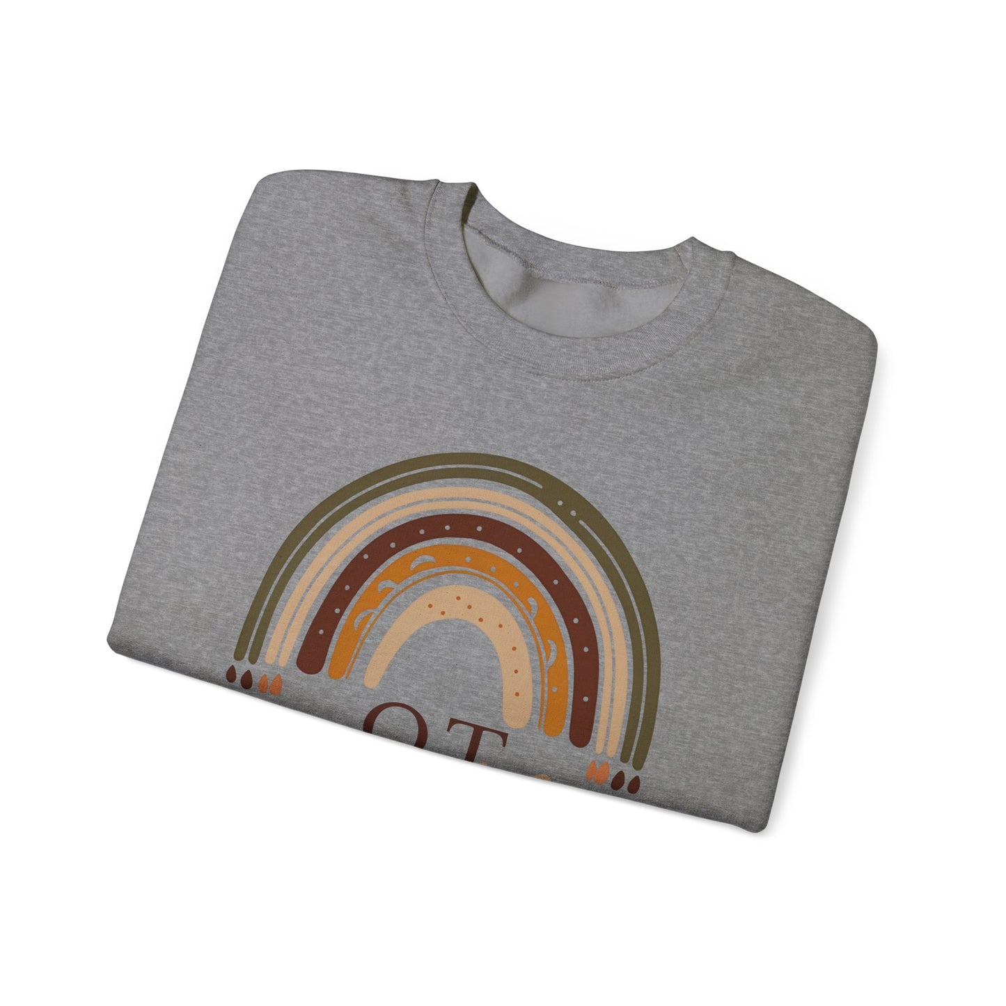 Boho Rainbow OT Sweatshirt – Minimalist Occupational Therapist Crewneck, Therapy Gift