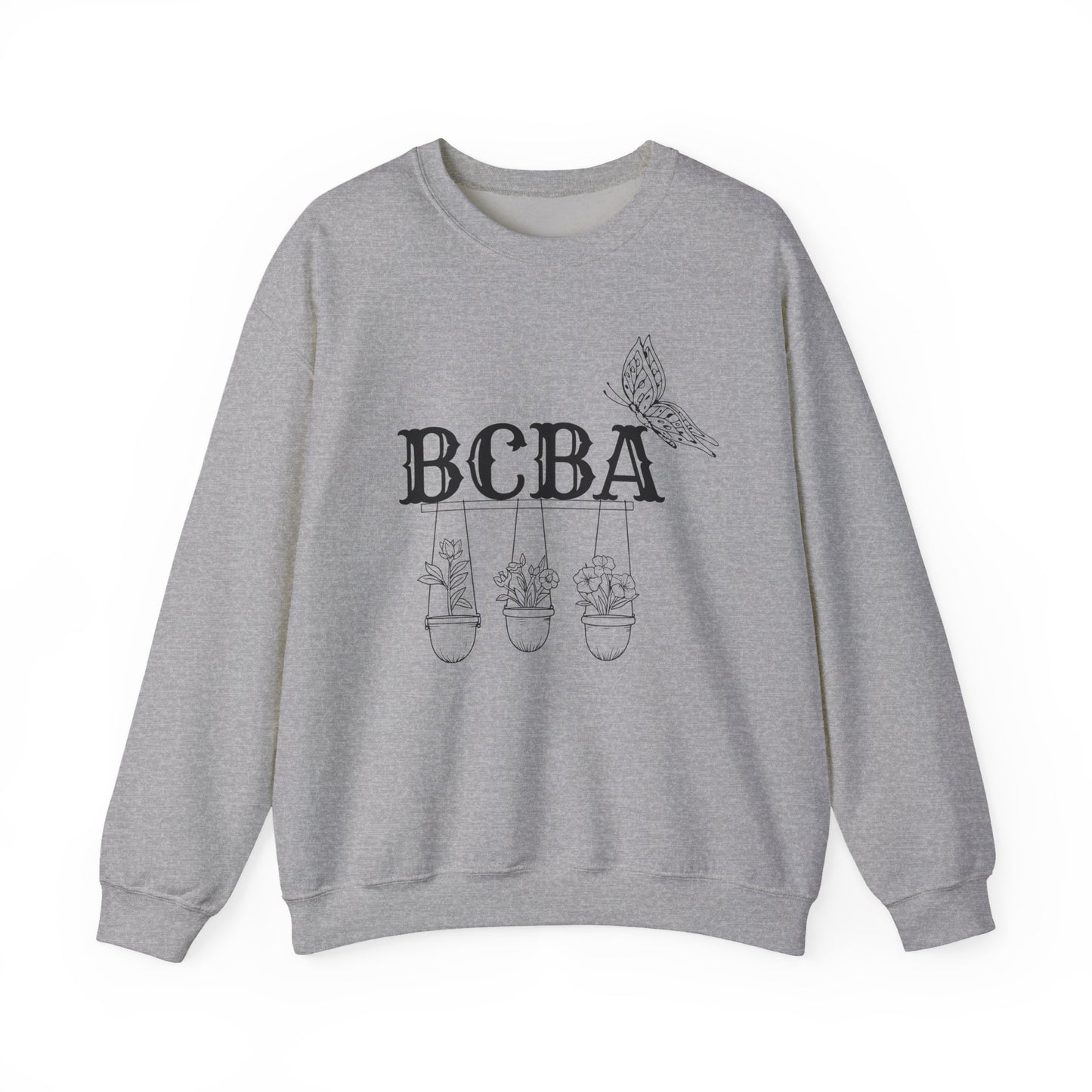 Minimalist BCBA Sweatshirt – Boho Behavior Analyst Crewneck, Therapist Pride Gift, Gildan 18000