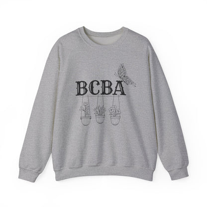 Minimalist BCBA Sweatshirt – Boho Behavior Analyst Crewneck, Therapist Pride Gift, Gildan 18000