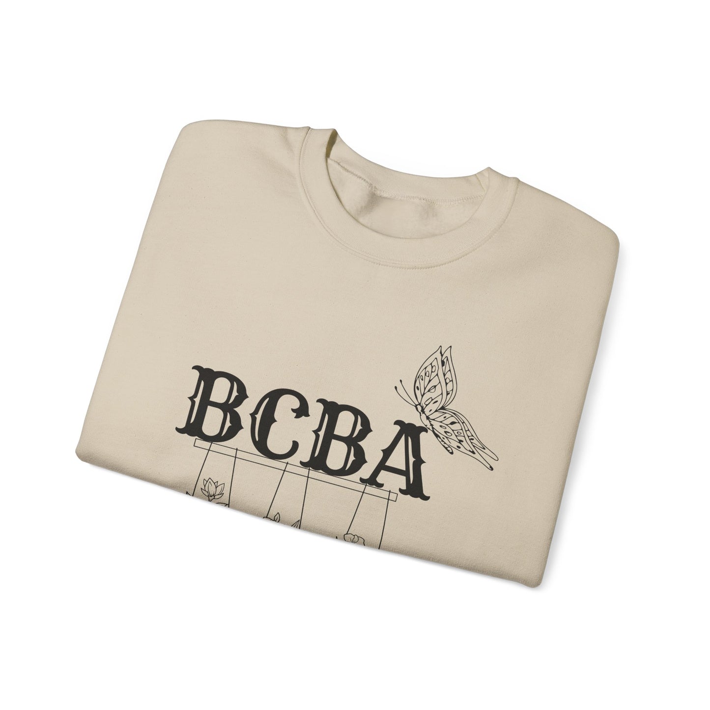 Minimalist BCBA Sweatshirt – Boho Behavior Analyst Crewneck, Therapist Pride Gift, Gildan 18000