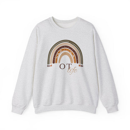 Boho Rainbow OT Sweatshirt – Minimalist Occupational Therapist Crewneck, Therapy Gift