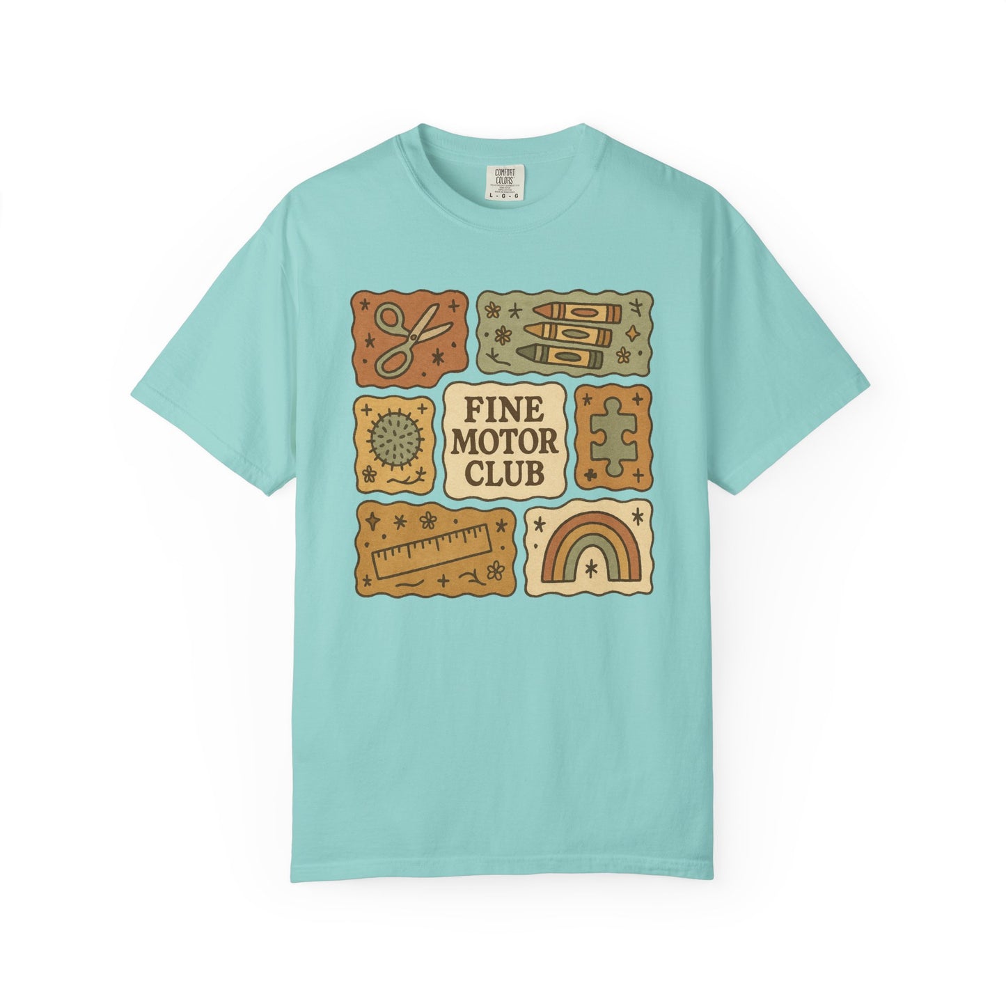 Fine Motor Club Tee – OT Occupational Therapy Comfort Colors 1717 Shirt – Boho Patchwork Graphic Tee