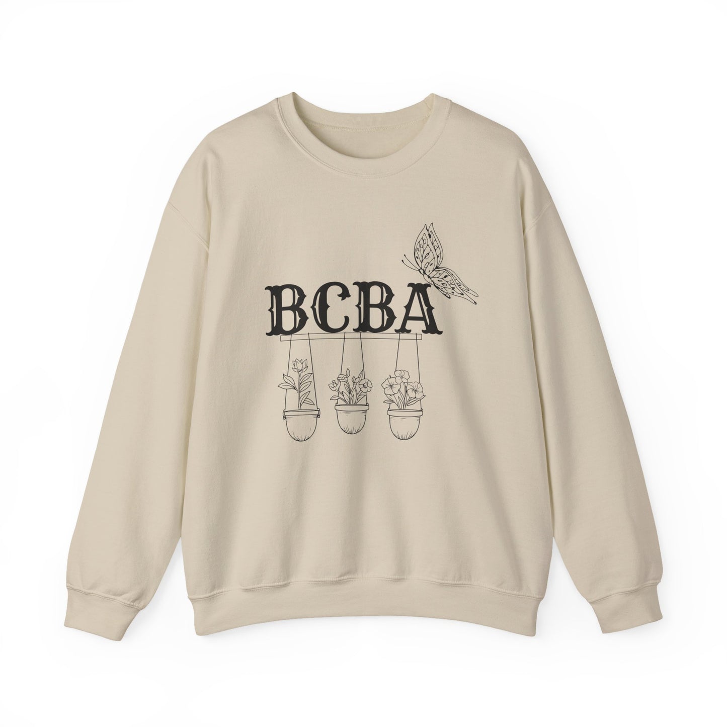 Minimalist BCBA Sweatshirt – Boho Behavior Analyst Crewneck, Therapist Pride Gift, Gildan 18000