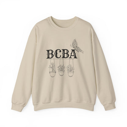 Minimalist BCBA Sweatshirt – Boho Behavior Analyst Crewneck, Therapist Pride Gift, Gildan 18000