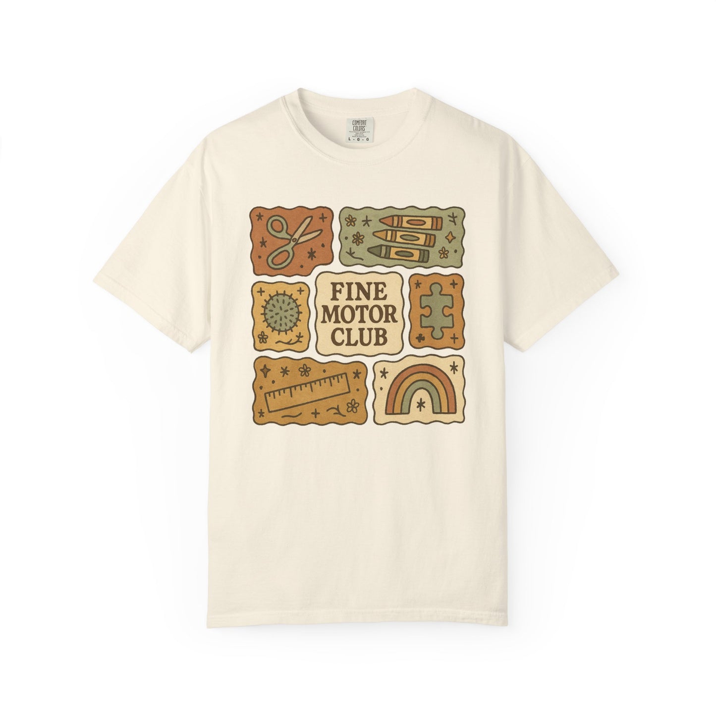 Fine Motor Club Tee – OT Occupational Therapy Comfort Colors 1717 Shirt – Boho Patchwork Graphic Tee