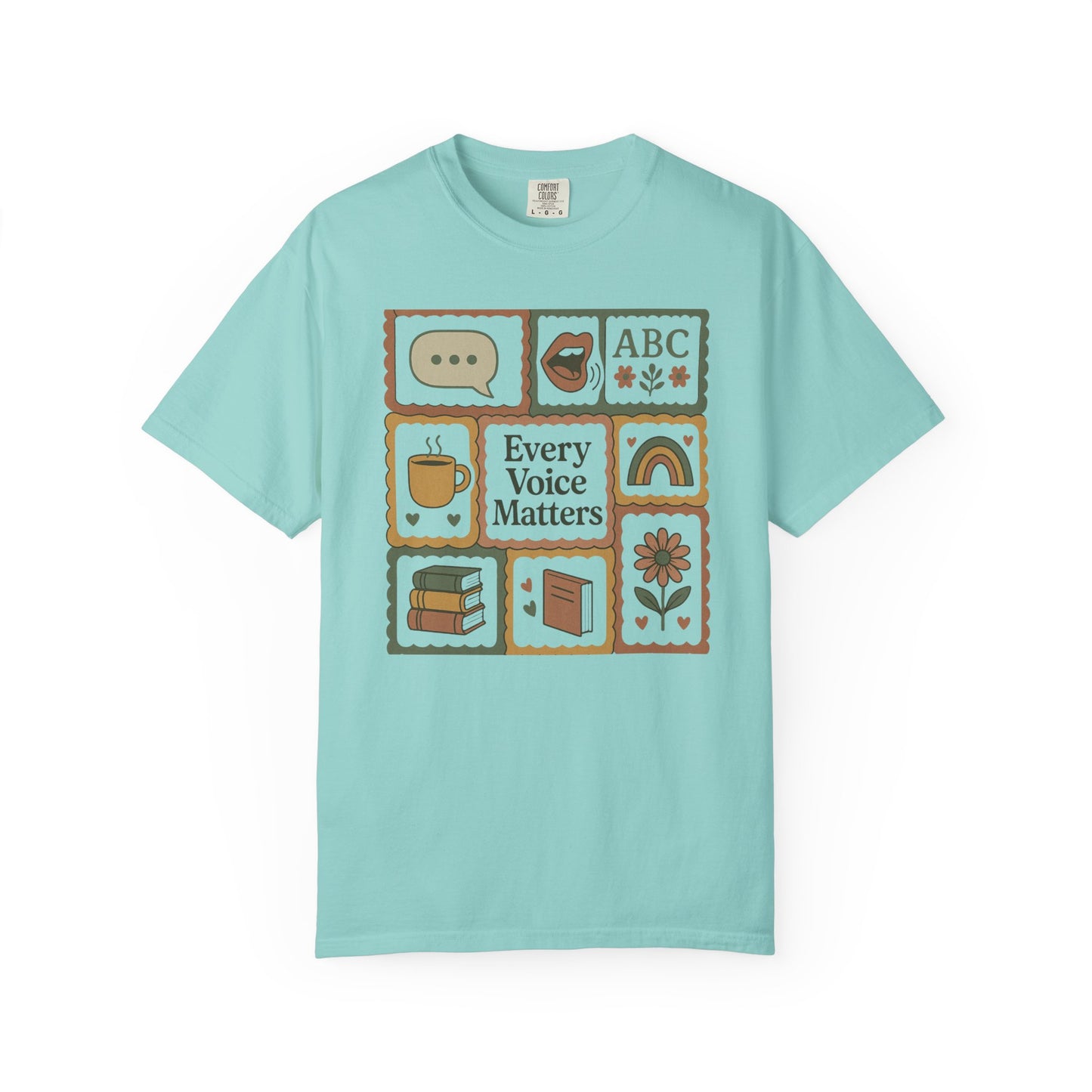 Every Voice Matters Shirt – Speech Therapy Teacher Tee – Boho Patchwork Comfort Colors 1717 Tee