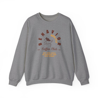 Coffee Club BCBA Sweatshirt – Boho Minimalist Behavior Analyst Crewneck, Funny Therapist Gift