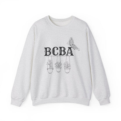 Minimalist BCBA Sweatshirt – Boho Behavior Analyst Crewneck, Therapist Pride Gift, Gildan 18000