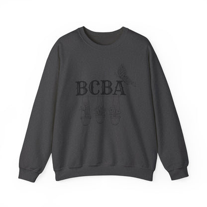 Minimalist BCBA Sweatshirt – Boho Behavior Analyst Crewneck, Therapist Pride Gift, Gildan 18000