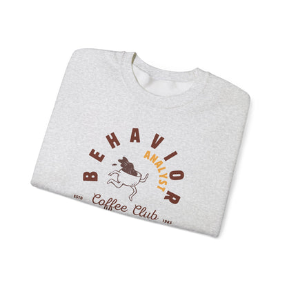 Coffee Club BCBA Sweatshirt – Boho Minimalist Behavior Analyst Crewneck, Funny Therapist Gift