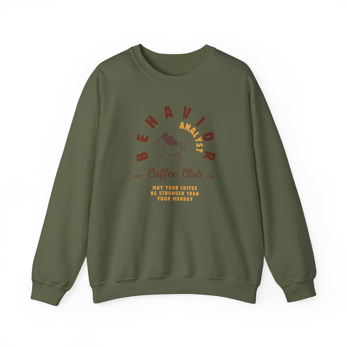 Coffee Club BCBA Sweatshirt – Boho Minimalist Behavior Analyst Crewneck, Funny Therapist Gift