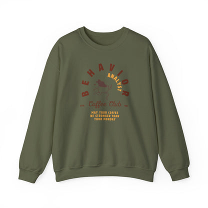 Coffee Club BCBA Sweatshirt – Boho Minimalist Behavior Analyst Crewneck, Funny Therapist Gift