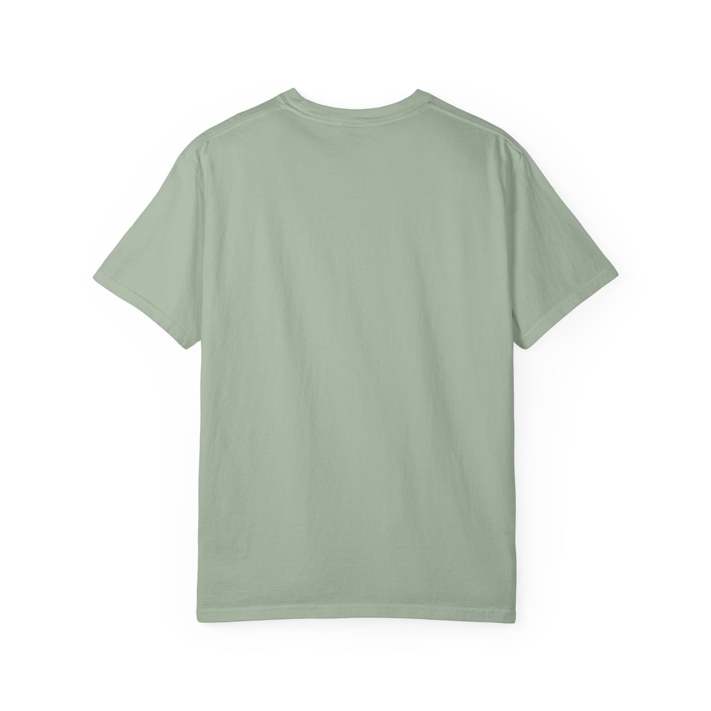 Sage green Comfort Colors t-shirt, plain back view - Ghost Teacher Shirt by The Teechers Thread