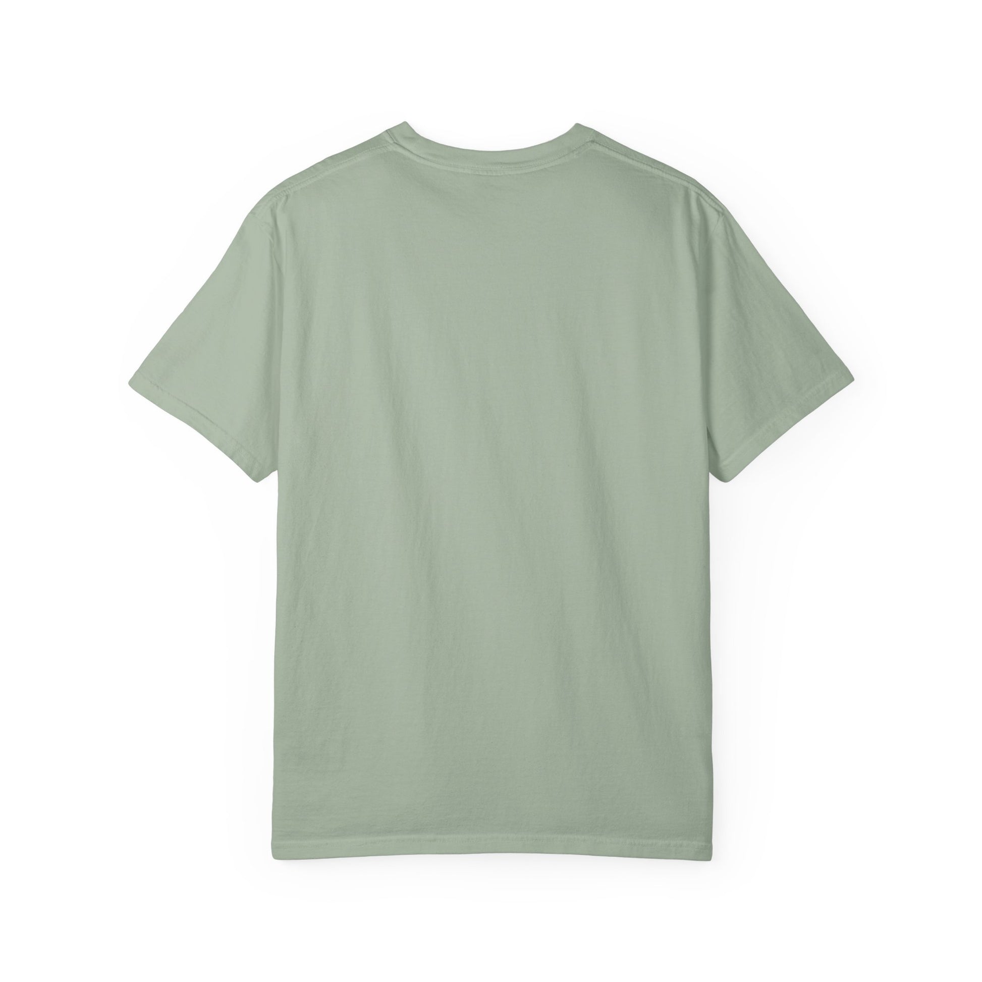 Sage green Comfort Colors t-shirt, plain back view - Ghost Teacher Shirt by The Teechers Thread