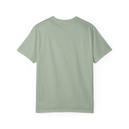 Sage green Comfort Colors t-shirt, plain back view - Ghost Teacher Shirt by The Teechers Thread