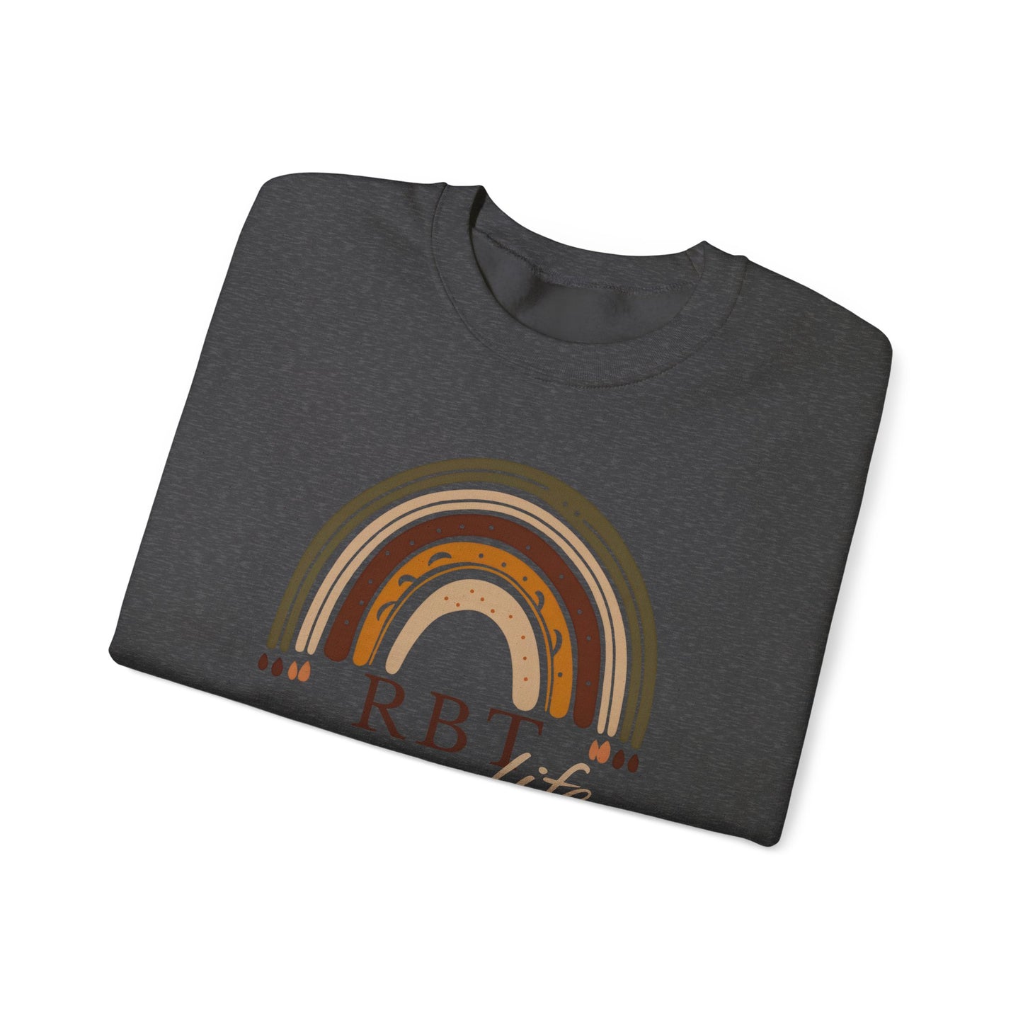 Boho Rainbow RBT Sweatshirt – Minimalist Registered Behavior Technician Crewneck, ABA Therapist Gift