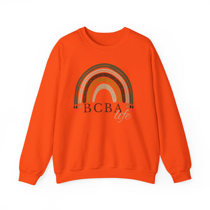 Boho Rainbow BCBA Sweatshirt – Minimalist Behavior Analyst Crewneck, Therapist Pride Gift