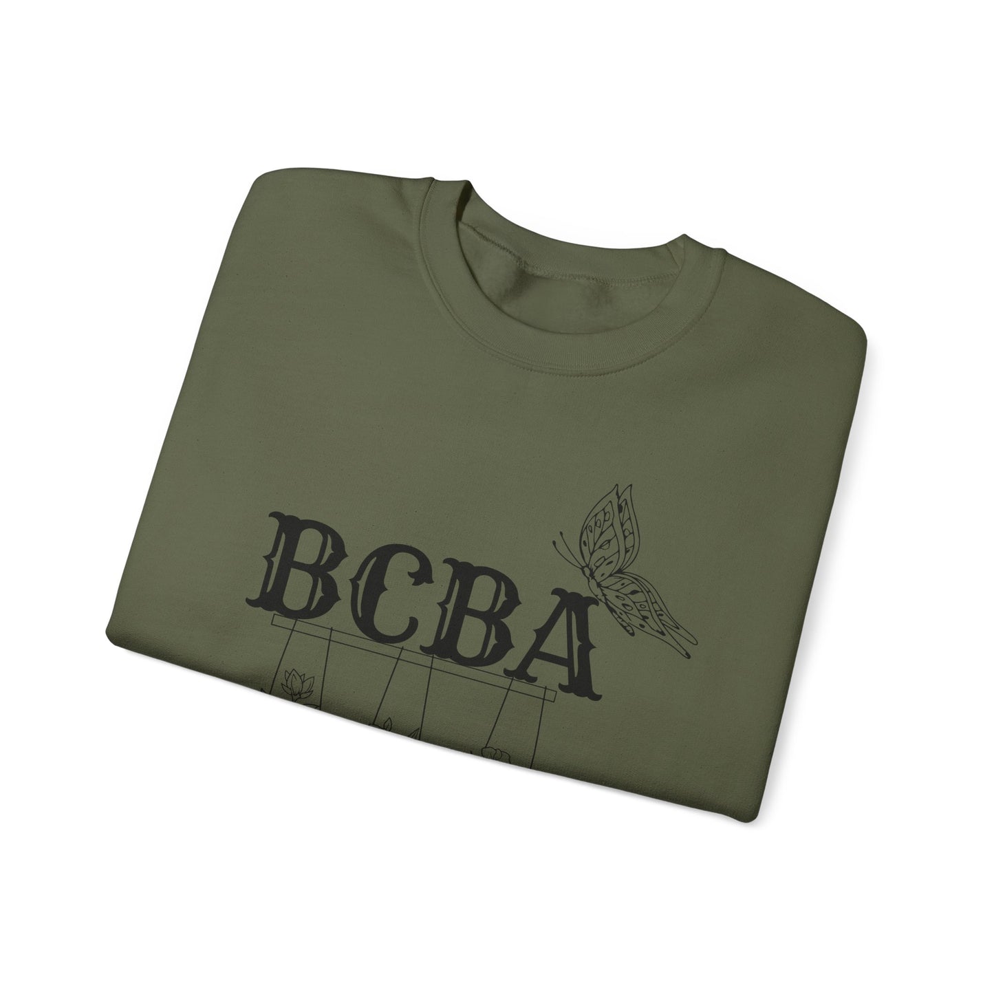 Minimalist BCBA Sweatshirt – Boho Behavior Analyst Crewneck, Therapist Pride Gift, Gildan 18000