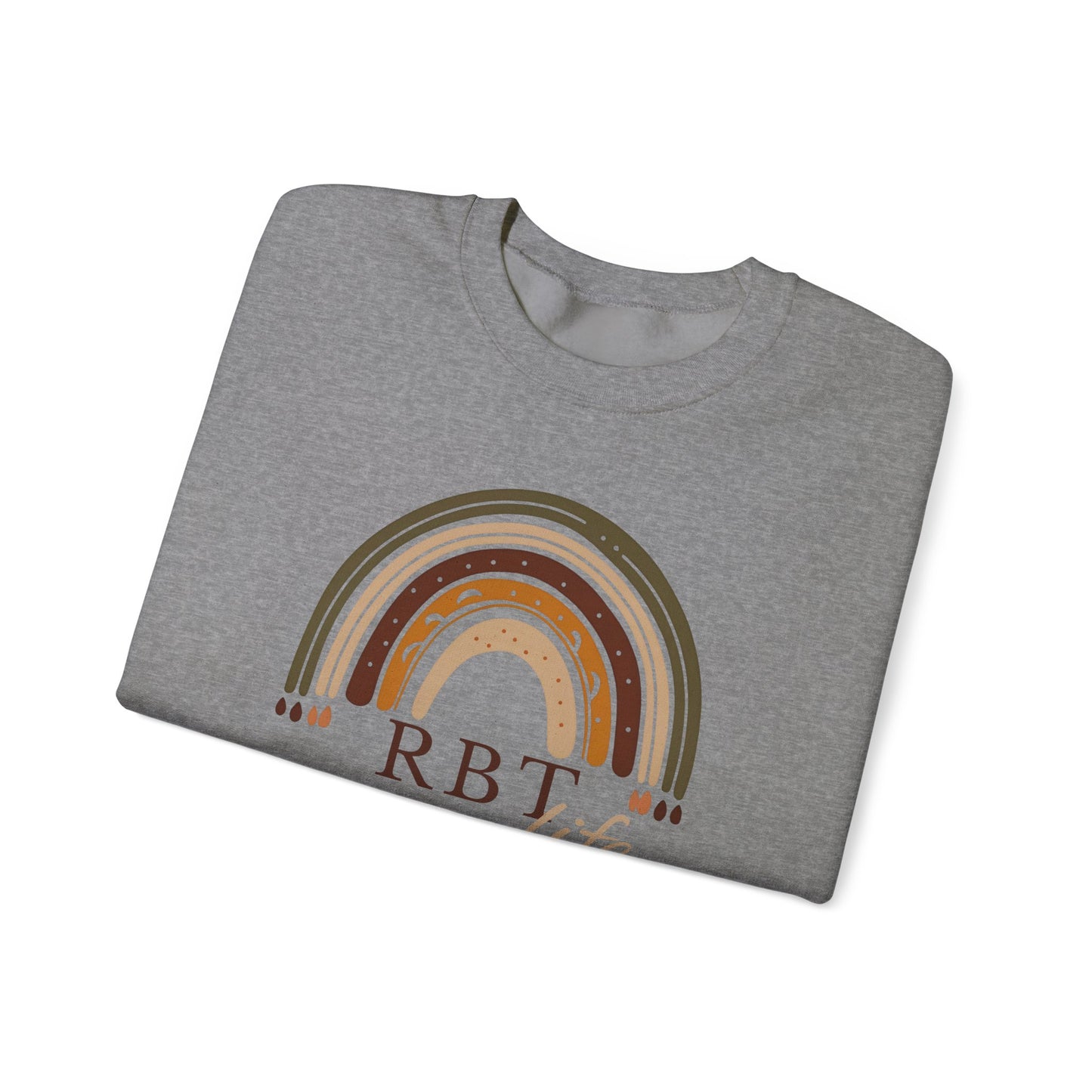Boho Rainbow RBT Sweatshirt – Minimalist Registered Behavior Technician Crewneck, ABA Therapist Gift