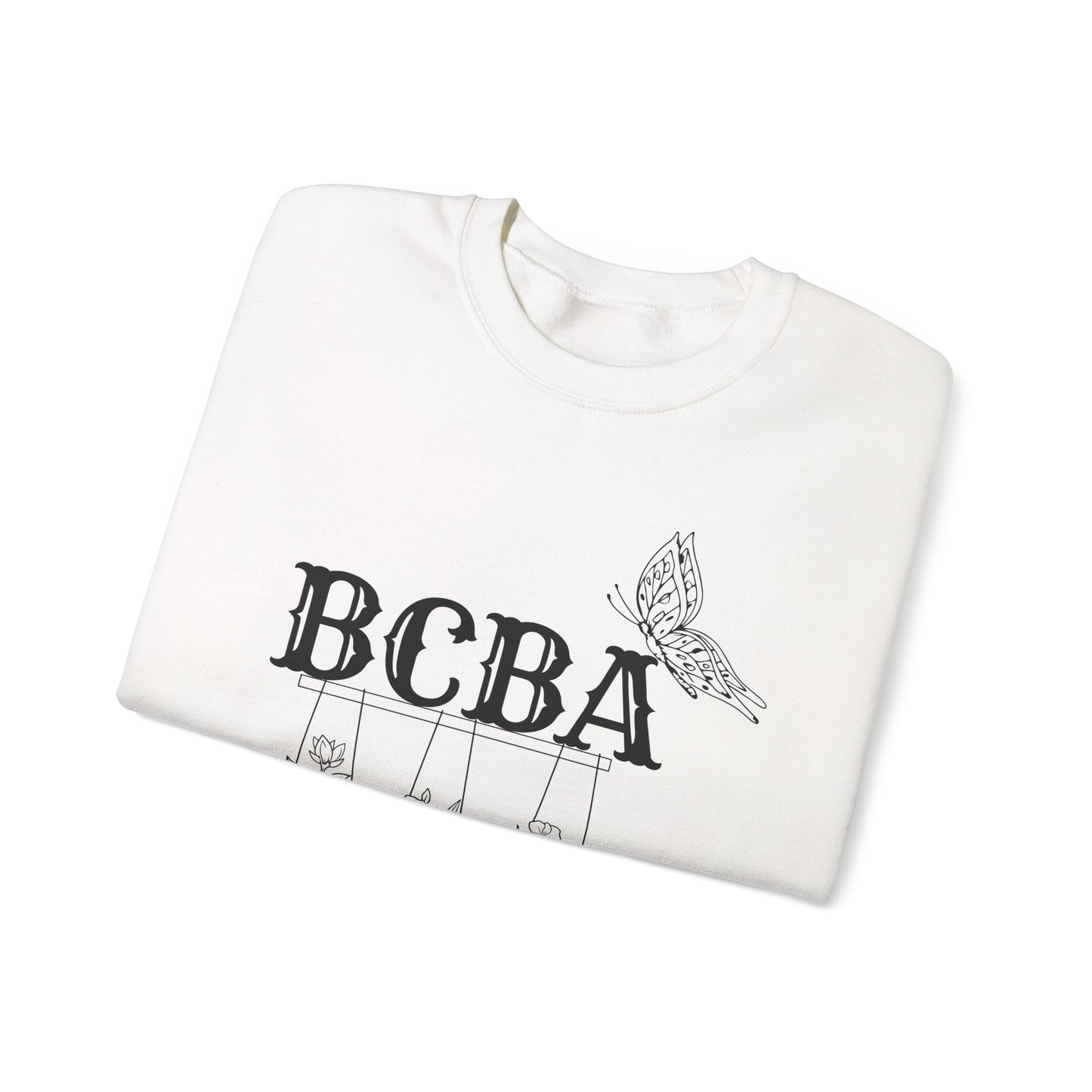 Minimalist BCBA Sweatshirt – Boho Behavior Analyst Crewneck, Therapist Pride Gift, Gildan 18000