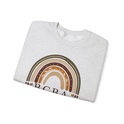 Boho Rainbow BCBA Sweatshirt – Minimalist Behavior Analyst Crewneck, Therapist Pride Gift