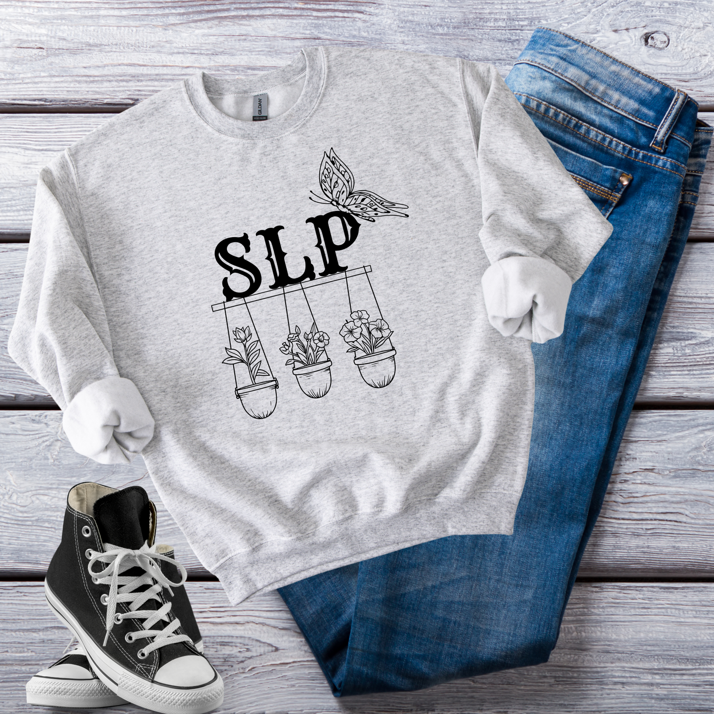 Minimalist SLP Sweatshirt – Boho Speech Language Pathologist Crewneck, Therapist Pride Gift