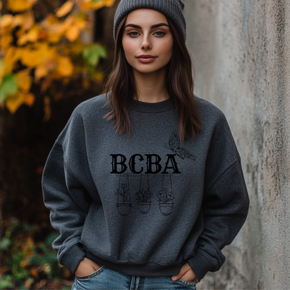 Minimalist BCBA Sweatshirt – Boho Behavior Analyst Crewneck, Therapist Pride Gift, Gildan 18000