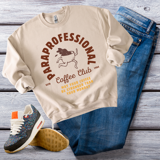 Boho Coffee Club Para Educator Sweatshirt – Minimalist Paraprofessional Crewneck, Teacher Gift