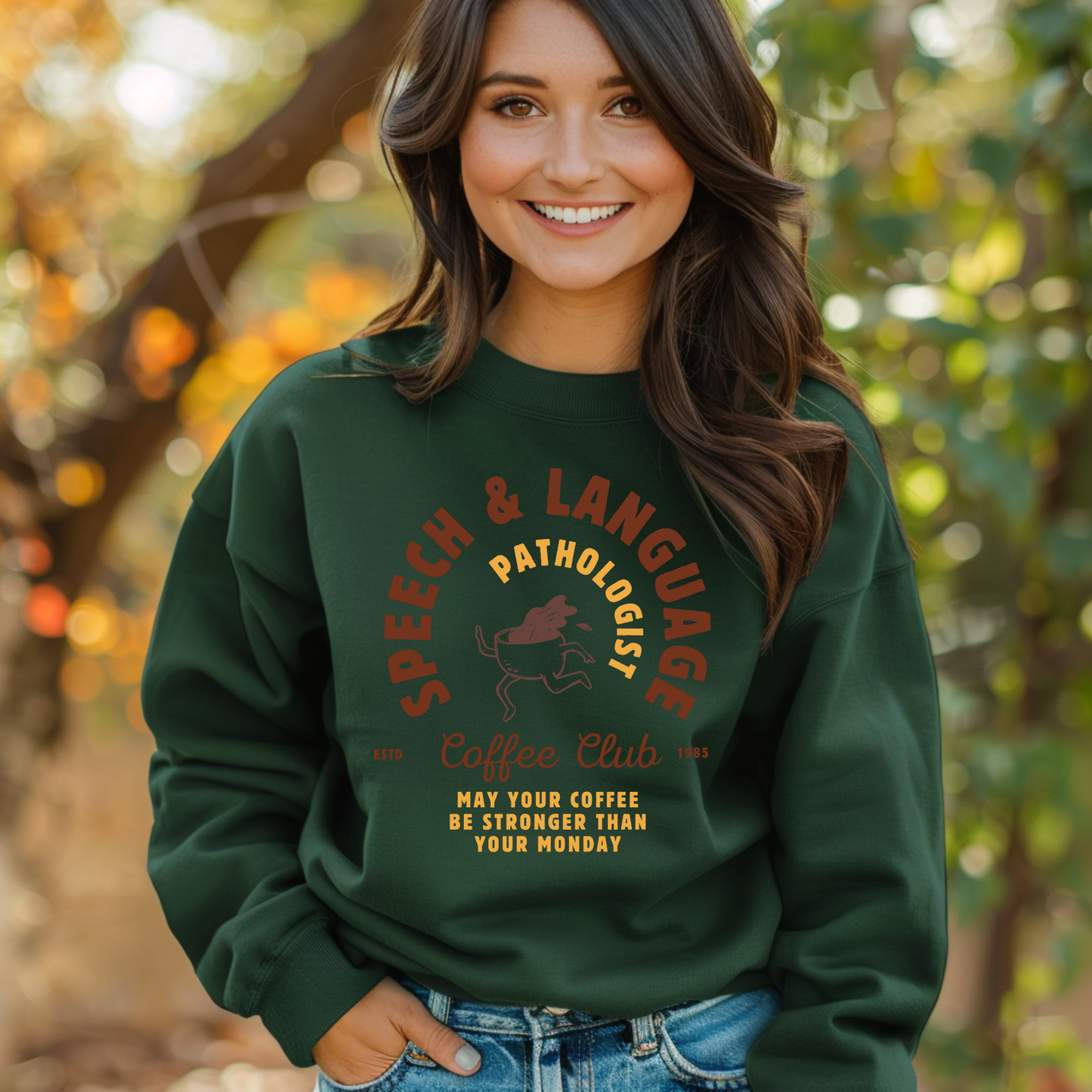 Coffee Club SLP Sweatshirt – Boho Minimalist Speech Language Pathologist Crewneck, Funny Therapist Gift