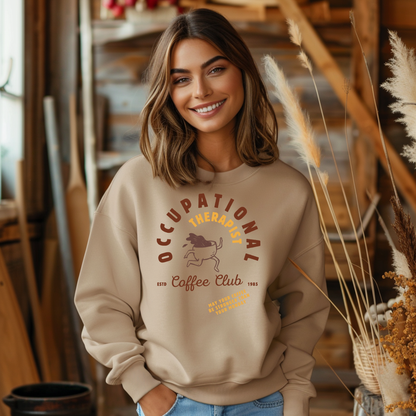 Boho Coffee Club OT Sweatshirt – Minimalist Occupational Therapist Crewneck, Funny Therapy Gift