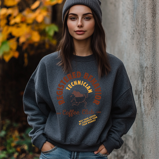 Boho Coffee Club RBT Sweatshirt – Minimalist Registered Behavior Technician Crewneck, Funny ABA Therapy Gift