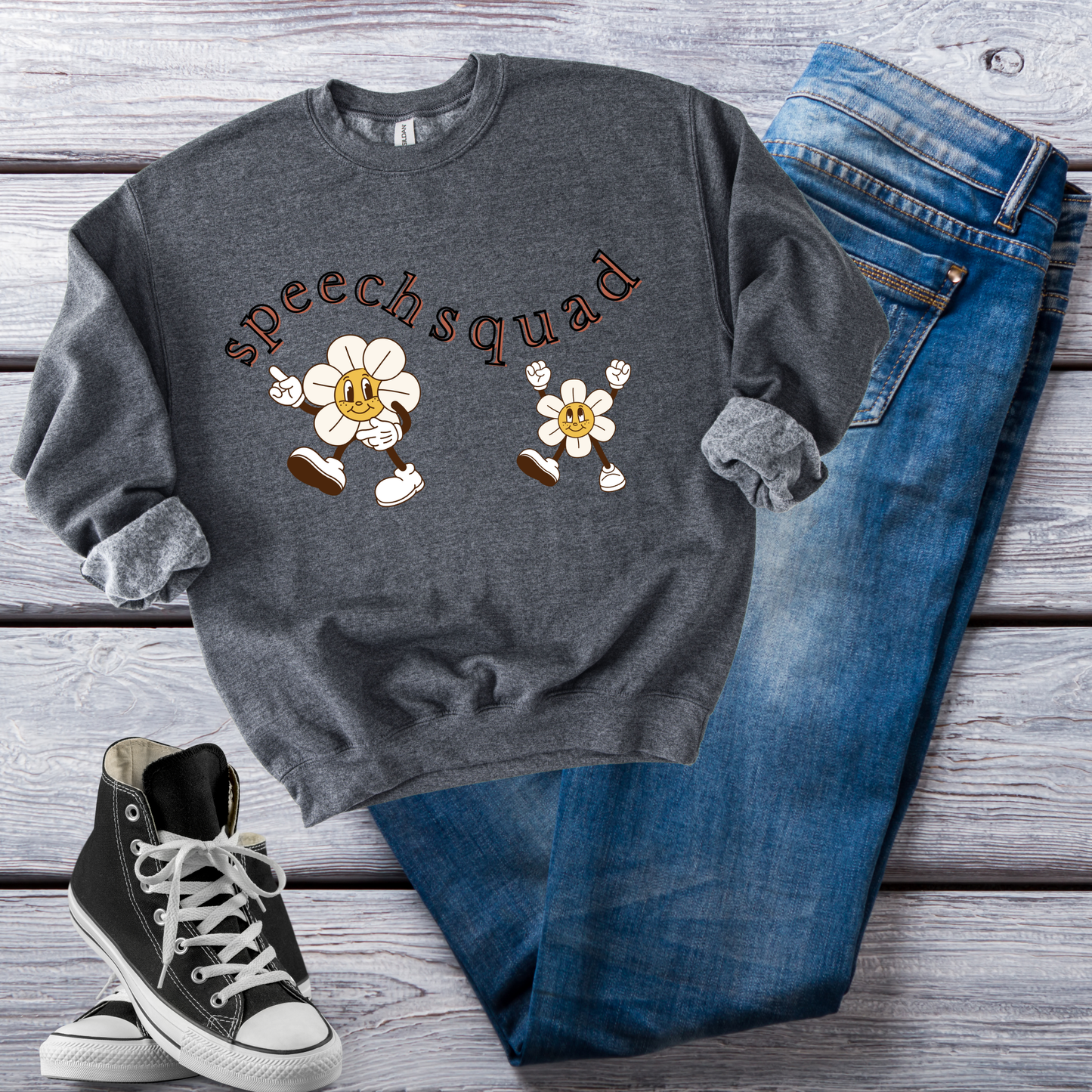 Speech Squad SLP Sweatshirt – Boho Minimalist Speech Language Pathologist Crewneck, Therapist Gift